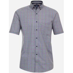 3 voor 99 | Redmond comfort fit overhemd, korte mouw, popeline, blauw geruit 41/42