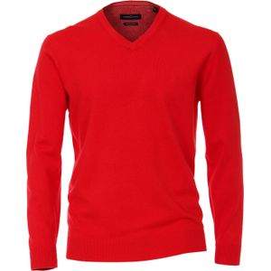 Casa Moda heren trui katoen V-hals, rood -  Maat: L