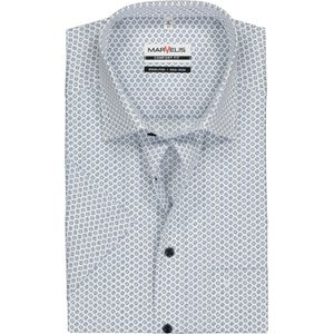 MARVELIS comfort fit overhemd, korte mouw, wit met blauw dessin 49