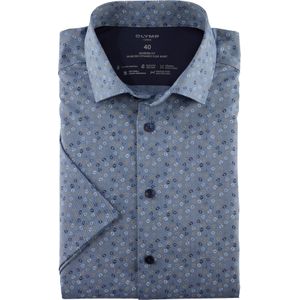 OLYMP Luxor 24/7 modern fit overhemd, korte mouw, Dynamic Flex, natuur dessin
