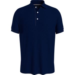 Tommy Hilfiger Dc Premium Linen Regular Polo, heren poloshirt, donkerblauw