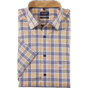 OLYMP Luxor modern fit overhemd, korte mouw, popeline, geel geruit