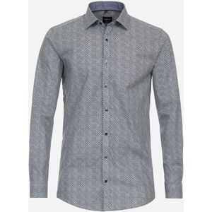 VENTI body fit overhemd, popeline, groen dessin