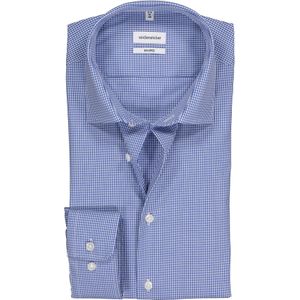 Seidensticker shaped fit overhemd, blauw met wit geruit 41