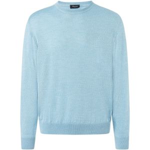 MAERZ Classic Fit heren trui met O-hals wol, lichtblauw