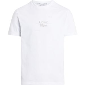 Calvin Klein Optic Line Logo T-shirt, heren T-shirt korte mouw O-hals, wit -  Maat: 3XL
