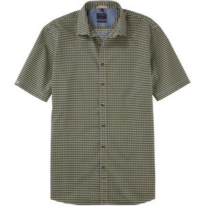 OLYMP Casual modern fit overhemd, korte mouw, popeline, olijfgroen dessin 49/50