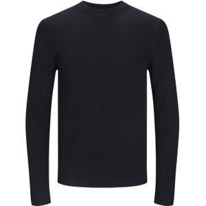JACK & JONES Perfect knit crew neck slim fit, heren pullover katoenmengsel met O-hals, zwart -  Maat: XS