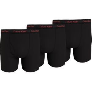 Calvin Klein Boxer Briefs (3-pack), heren boxers extra lang, zwart met gekleurde tailleband -  Maat: S