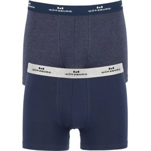 Gotzburg heren boxers (2-pack), normale lengte, donkerblauw en blauw melange -  Maat: L