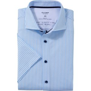 OLYMP 24/7 Level 5 body fit overhemd, korte mouw, tricot, bleu dessin