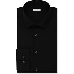 Seidensticker shaped fit overhemd, mouwlengte 7, popeline, zwart