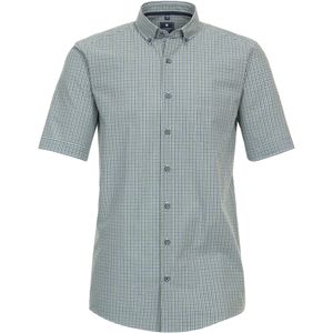 3 voor 99 | Redmond modern fit overhemd, korte mouw, seersucker, groen geruit