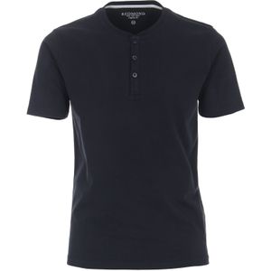 Redmond regular fit T-shirt, korte mouw O-hals met knoopsluiting, blauw -  Maat: 8XL