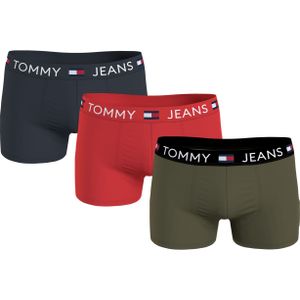 Tommy Hilfiger trunk (3-pack), heren boxers normale lengte, blauw, rood, olijfgroen -  Maat: XXL