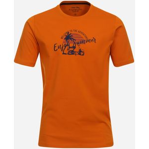 Redmond regular fit T-shirt, korte mouw O-hals, oranje (met print) -  Maat: S