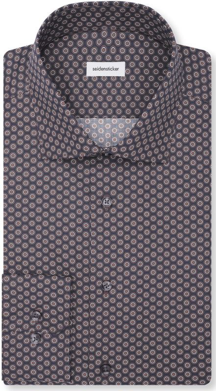 Seidensticker slim fit overhemd, popeline, bruin dessin