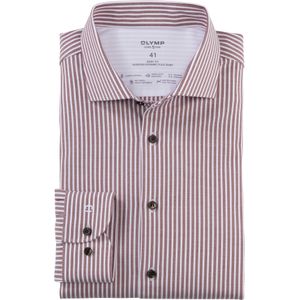 OLYMP 24/7 Level 5 body fit overhemd, Dynamic Flex, roodbruin gestreept