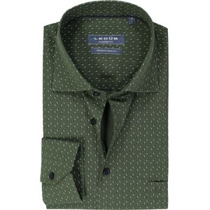 Ledub modern fit overhemd, donkergroen dessin
