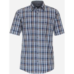 CASA MODA Sport comfort fit overhemd, korte mouw, seersucker, blauw geruit 43/44