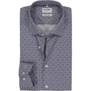 OLYMP - Level 5 - Overhemd - Wit met Blauw - Multicolor Fantasie - Strijkvriendelijk