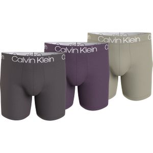 Calvin Klein Boxer Briefs (3-pack), heren boxers extra lang, donkergrijs, paars, kaki -  Maat: S