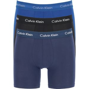 Calvin Klein Cotton Stretch boxer brief (3-pack), heren boxers extra lang, zwart, blauw en kobalt