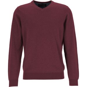 MARVELIS modern fit trui katoen, V-hals, aubergine -  Maat: 3XL