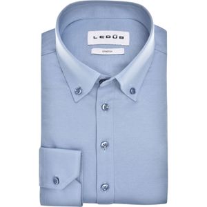 Ledub modern fit polo overhemd, tricot, jersey, middenblauw