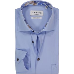 Ledub - Modern Fit - Overhemd - Middenblauw - Strijkvriendelijk