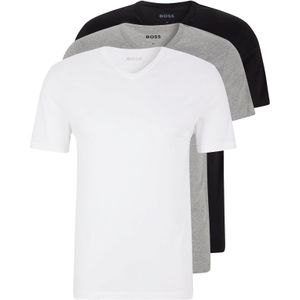 HUGO BOSS Classic T-shirts regular fit (3-pack), heren T-shirts V-hals, wit, grijs, zwart -  Maat: S
