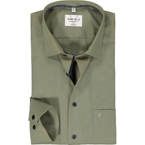 MARVELIS modern fit overhemd, mouwlengte 7, structuur, olijfgroen 45