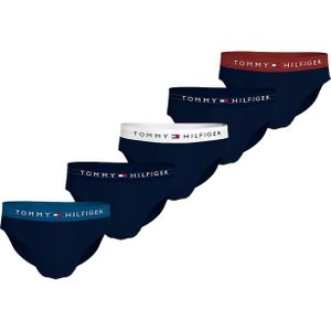 Tommy Hilfiger hipster brief (5-pack), heren slips, blauw met gekleurde tailleband