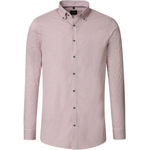 VENTI body fit overhemd, popeline, rood met wit dessin