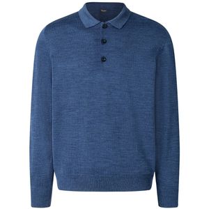 MAERZ Classic Fit heren trui met polokraag wol, middenblauw