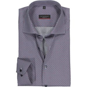 ETERNA modern fit overhemd, structuur heren overhemd, blauw en rood met wit dessin 38