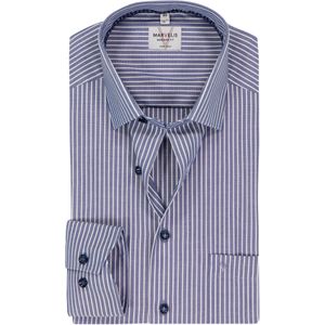 MARVELIS - Modern Fit - Overhemd - Donkerblauw Gestreept - Popeline