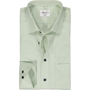MARVELIS modern fit overhemd, popeline, lichtgroen met wit geruit 43