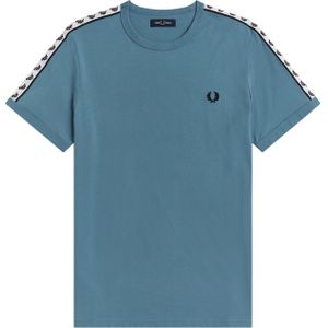 Fred Perry Taped Ringer regular fit T-shirt M6347, korte mouw O-hals, blauw -  Maat: XXL