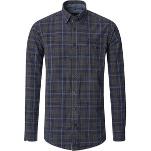 CASA MODA Sport casual fit overhemd, popeline, groen met blauw geruit
