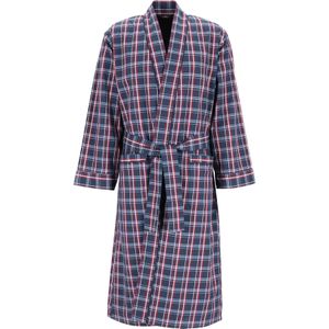Gotzburg heren ochtendjas (dik), katoen gevoerd met badstof, blauw met rood en wit geruit