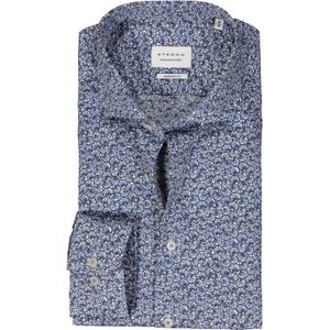 ETERNA modern fit overhemd, twill, licht- met donkerblauw en wit dessin