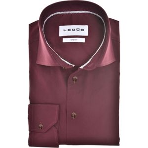 Ledub modern fit overhemd, popeline, donkerrood