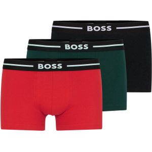 HUGO BOSS Bold trunks (3-pack), heren boxers kort, zwart, rood, groen