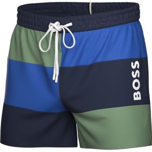 HUGO BOSS Court swim shorts, heren zwembroek, groen met blauw gestreept -  Maat: S