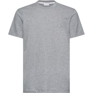 Calvin Klein Cotton Logo Embroidery T-shirt, heren T-shirt korte mouw O-hals, grijs -  Maat: M