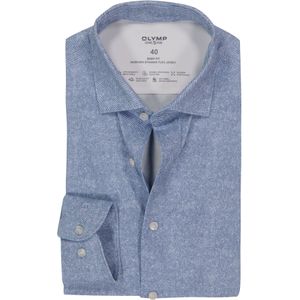 OLYMP - 24/7 Level 5 - Body Fit Overhemd - Rookblauw Dessin - Strijkvriendelijk