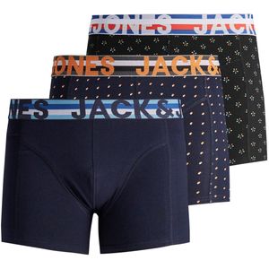 JACK & JONES Jachenrik trunks (3-pack), heren boxers normale lengte, zwart en blauw -  Maat: XXS