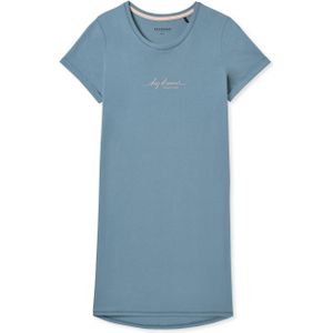 SCHIESSER Casual Essentials T-shirt, dames slaapshirt korte mouw print blauw-grijs