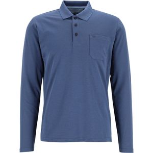 Redmond regular fit polo lange mouw, blauw melange